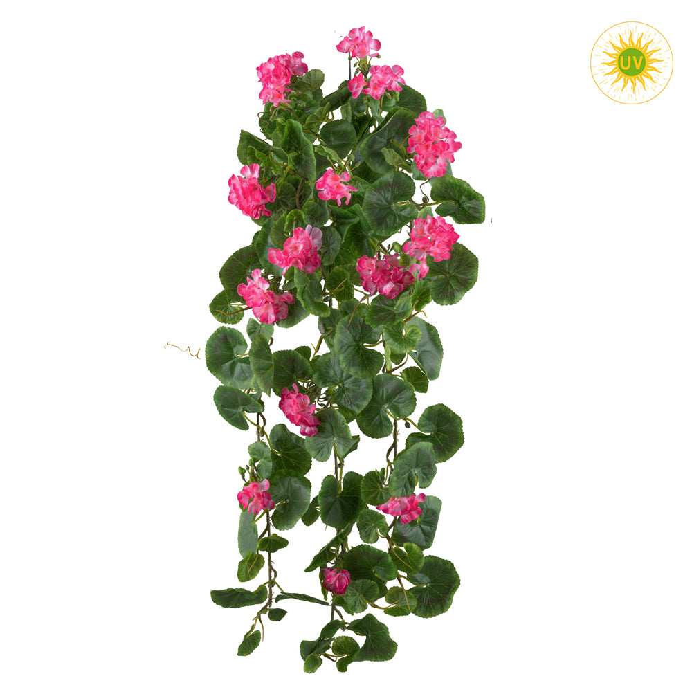 UV-álló csüngő mű muskátli rózsaszín virágokkal 80 cm