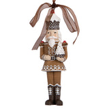 GINGERBREAD függeszthető barna mézeskalács diótörő figura 13 cm barna szalaggal
