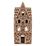 GINGERBREAD porcelán mécsestartó mézeskalács házikó 17 cm elölnézet