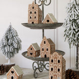 GINGERBREAD porcelán mécsestartó karácsonyi házikó dekorációs összeállításban