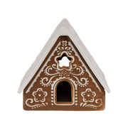 GINGERBREAD porcelán mécsestartó mézeskalács házikó 8 cm elölnézet