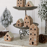 GINGERBREAD porcelán mécsestartó karácsonyi házikó dekorációs összeállításban