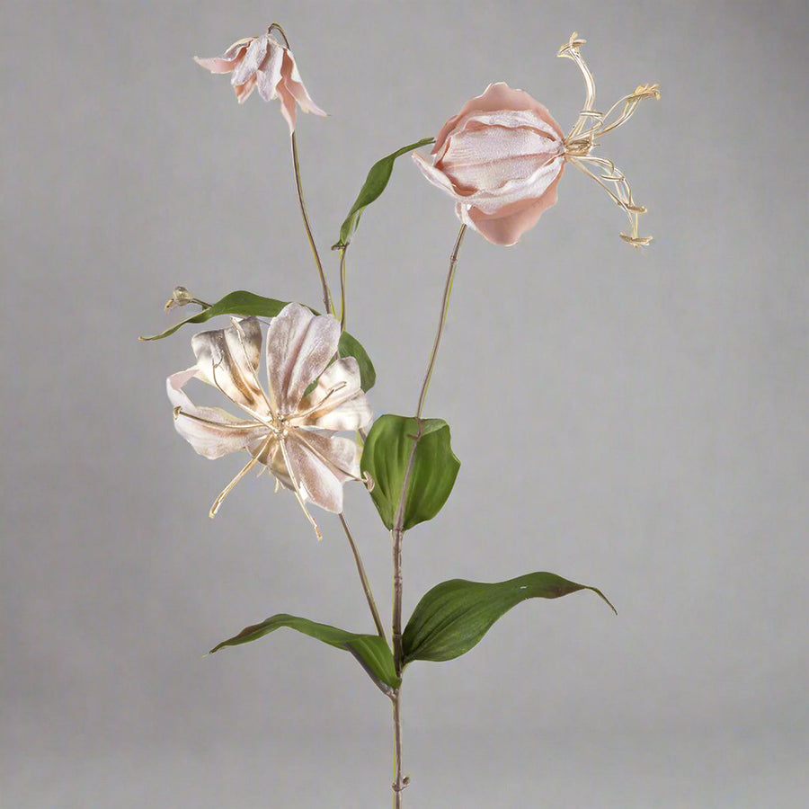 Púderszínű, fényes felületű, koronásliliom művirág.