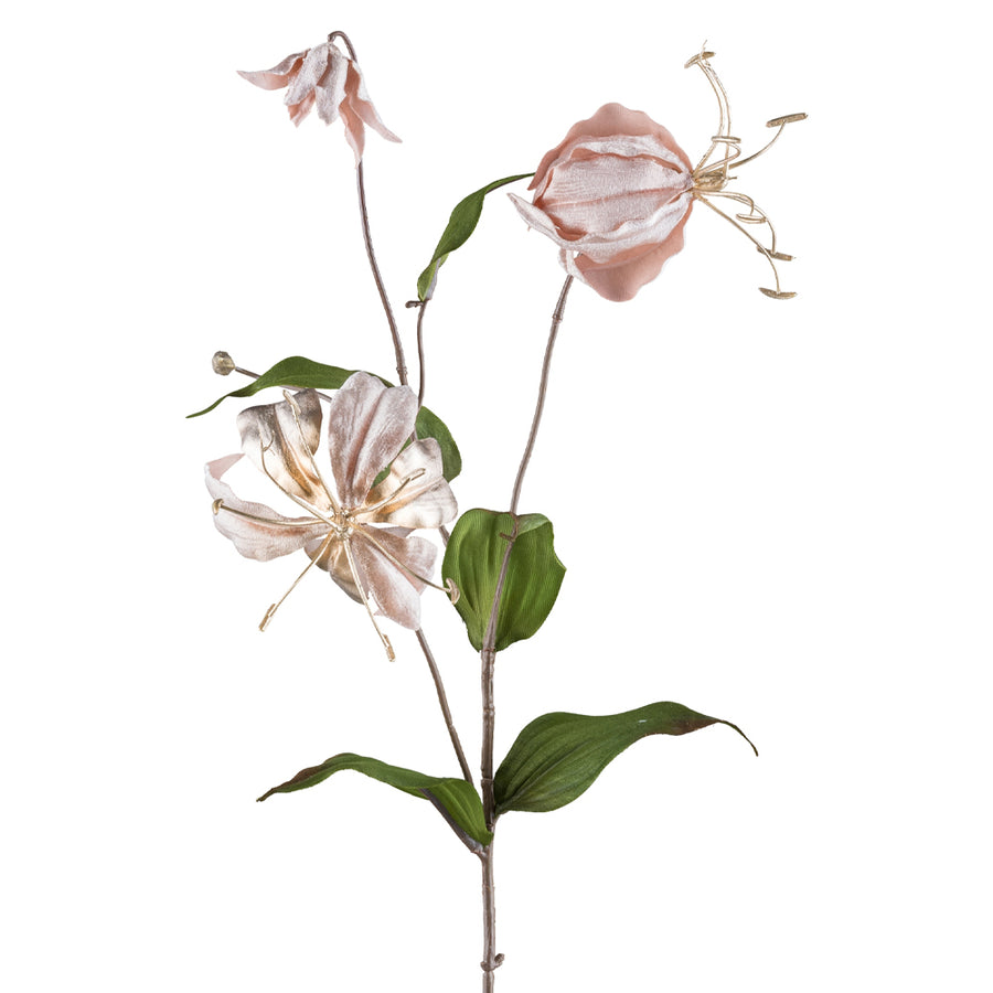 Púderszínű, fényes felületű, koronásliliom művirág.