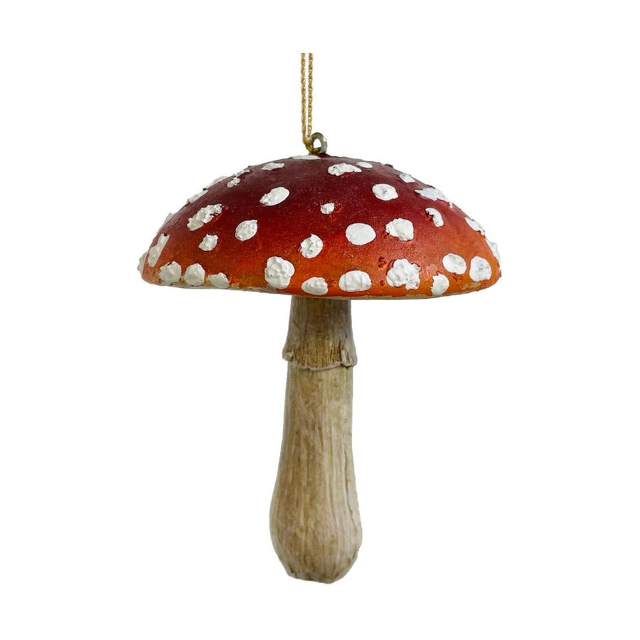 Pöttyös kalapú, gomba formájú karácsonyfadísz.