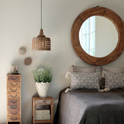 GRIMAUD kör alakú falitükör fa kerete, természetes felülettel