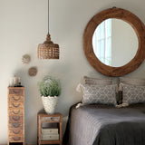 GRIMAUD kör alakú falitükör fa kerete, természetes felülettel