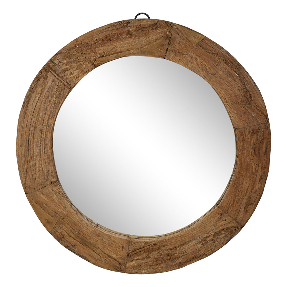 GRIMAUD rusztikus falitükör 100 cm, újrahasznosított fa kerettel – elölnézet