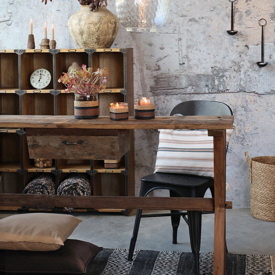 GRIMAUD konzolasztal natúr fa felülettel és masszív lábazattal