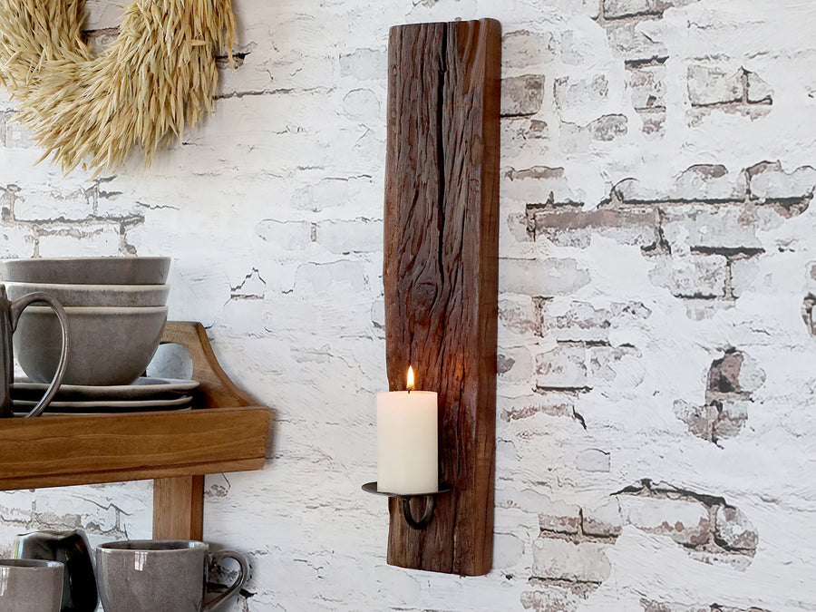 GRIMAUD natúr fa fali gyertyatartó hangulatos enteriőrben, gyertyával