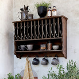 GRIMAUD rusztikus tányértartó fali polc 80 cm – falra szerelve, enteriőrben