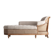 GRONE 192 cm hosszú mindifa chaise longue krémszínű lenvászon kárpittal