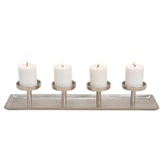 Ezüstszínű, adventi gyertyatartó.