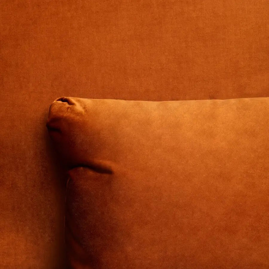 HATTON sötét narancs bársony kanapéágy 211 cm