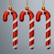 Piros-fehér spirálmintás üveg cukorkapálca karácsonyfadísz, HERITAGE kollekció.