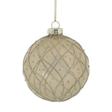 Matt pezsgőszínű karácsonyfadísz gyémántmintás ezüst csillámdíszítéssel, Heritage kollekció.