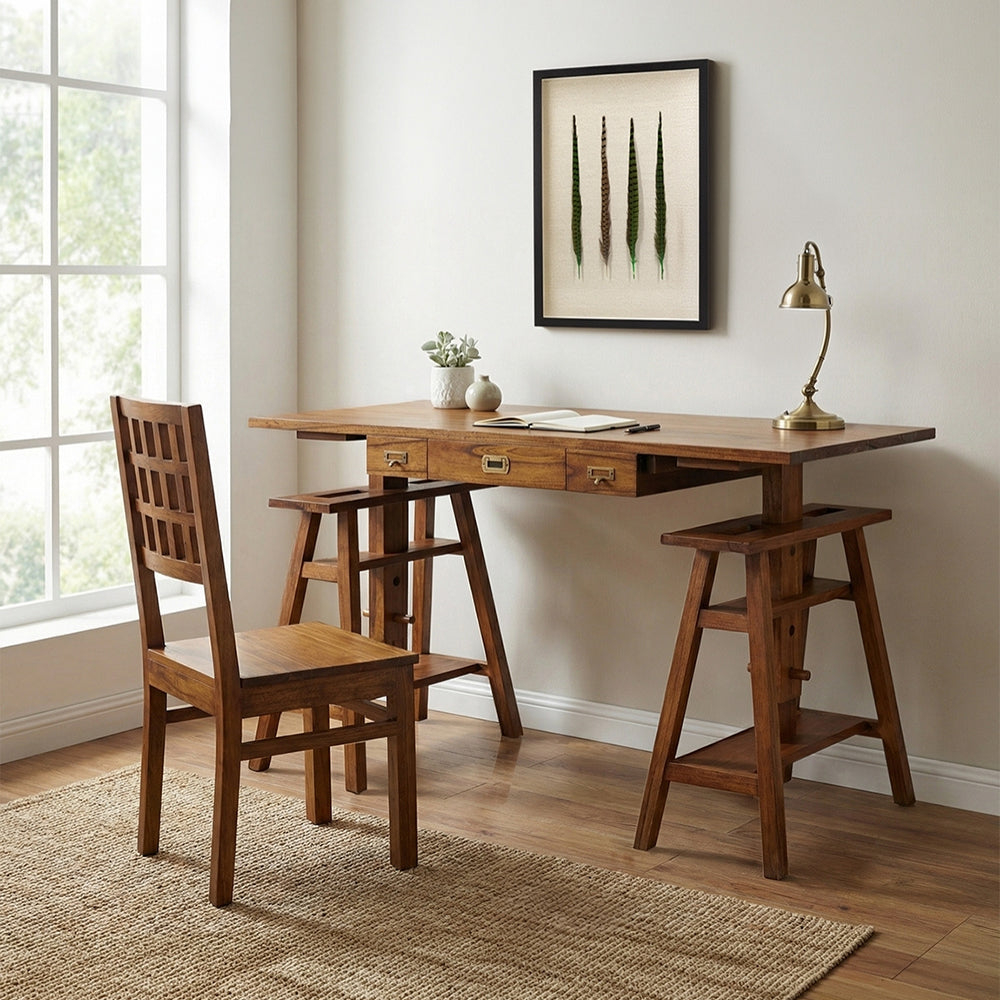 STAR fa íróasztal természetes fa erezettel modern térben