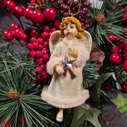 Klasszikus angyalka karácsonyfadísz csillogó ruhával