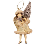 HERITAGE angyalka figura karácsonyfadísz 12 cm – fenyővel