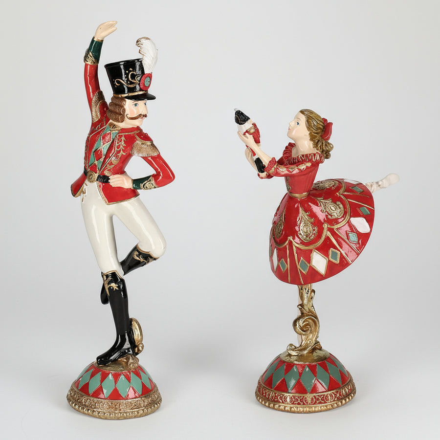 HERITAGE balerina és diótörő figura páros, klasszikus karácsonyi stílusban