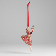 Kézzel festett Heritage balerina figura, bordó–arany színekben