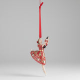 Kézzel festett Heritage balerina figura, bordó–arany színekben