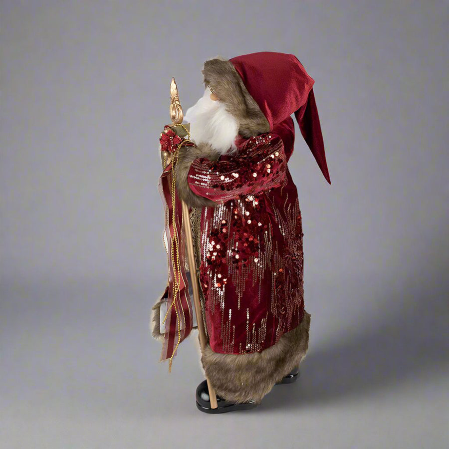 Bordó színű, vintage Télapó figura.