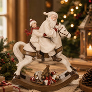 HERITAGE karácsonyi hintaló Télapóval és kisfiúval ünnepi enteriőrben