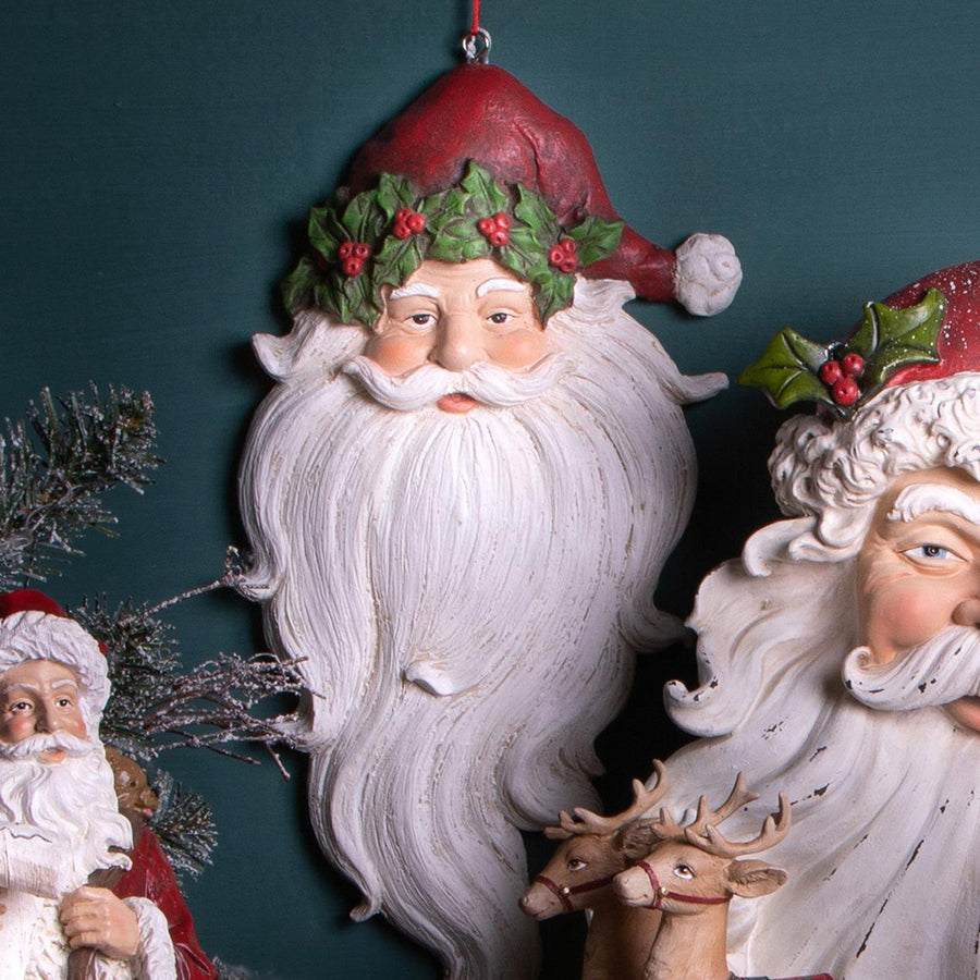 Vintage stílusú függeszthető Mikulás dekoráció magyal díszítéssel