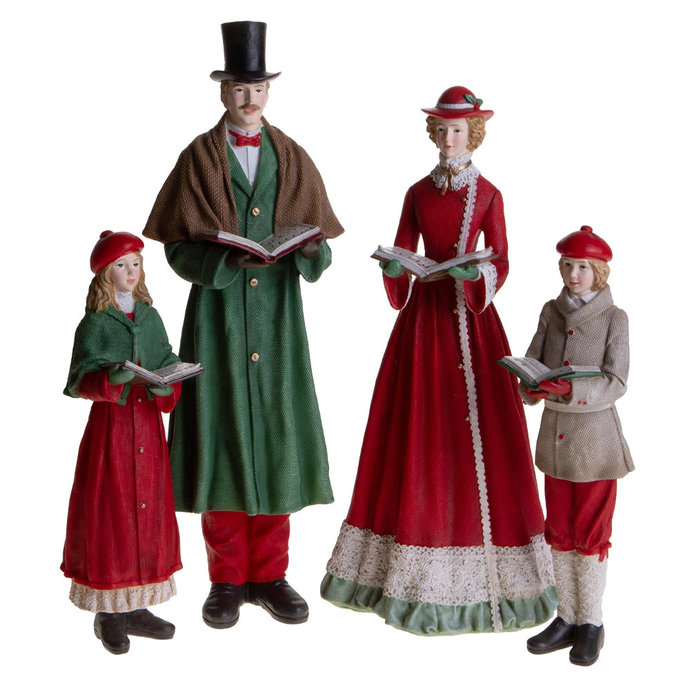 HERITAGE karácsonyi viktoriánus kóruscsalád 4 darabos szett, elölnézetből