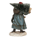 Kék-arany színű vintage Télapó figura hátoldali részletgazdag kidolgozással