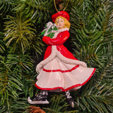 Piros-fehér Heritage korcsolyázó lány karácsonyfán