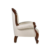 Mahagónifa gyerekfotel oldalnézetben puha kárpitozással