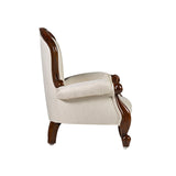 Mahagónifa gyerekfotel oldalnézetben puha kárpitozással