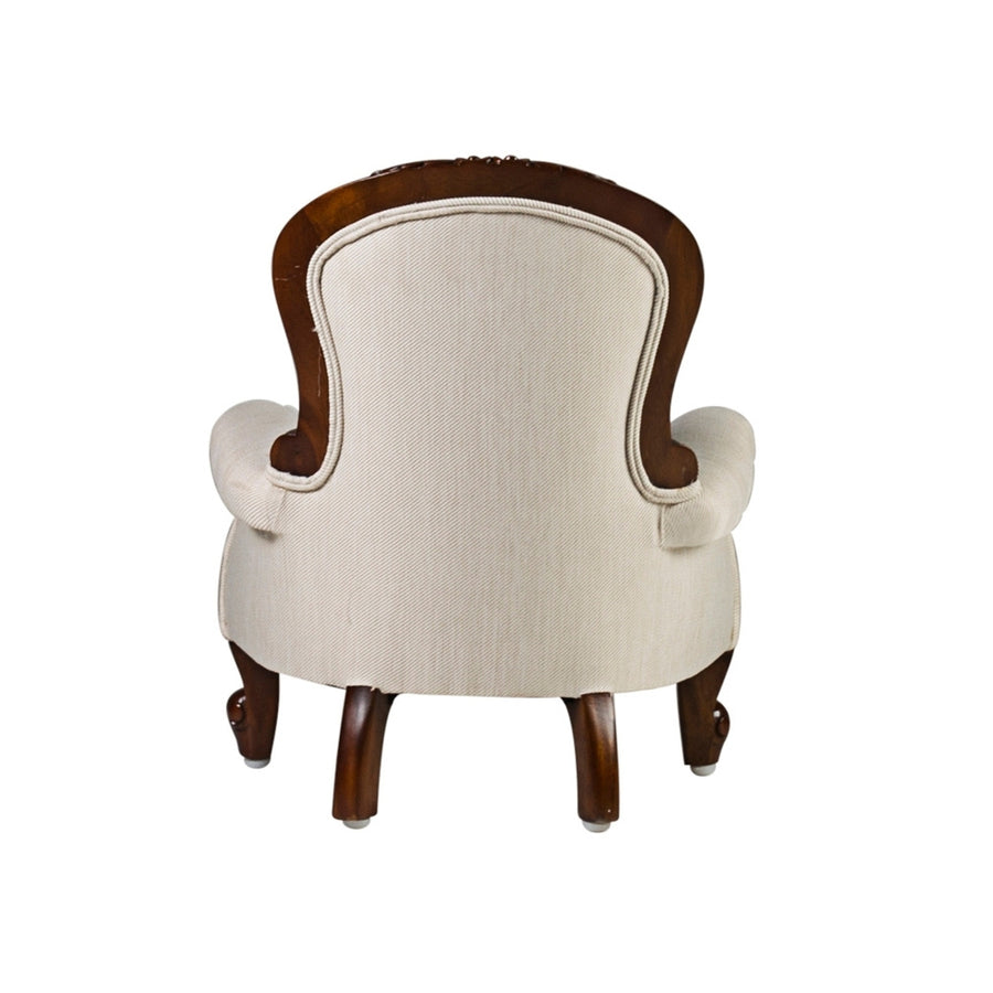 Klasszikus gyerekfotel hátulnézetben tömörfa vázzal