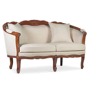 HERITAGE mahagónifa kanapé 160 cm – bézs szövettel kárpitozott, klasszikus koloniál stílusban.