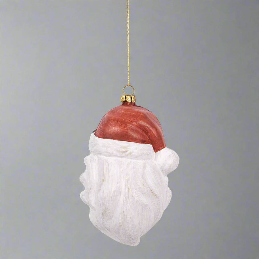 HERITAGE Mikulás karácsonyfadísz hátulnézetből, piros sapkával és fehér szakállal