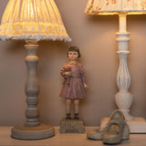 Vintage pink ruhás kislány figura macival, Christmas Heritage kollekció
