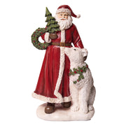 HERITAGE piros Mikulás figura jegesmedvével 37 cm fehér háttéren