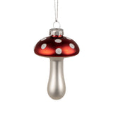 Christmas Heritage piros üveg gomba karácsonyfadísz 9 cm fehér háttéren
