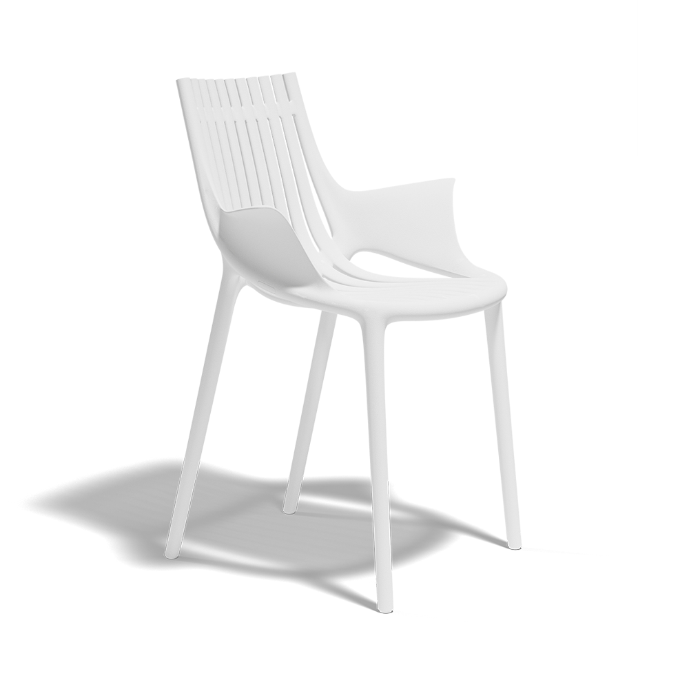 Fehér színű designműanyag kerti karosszék.