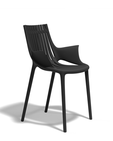 Fekete designműanyag kerti karosszék
