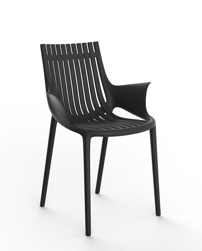 Fekete designműanyag kerti karosszék
