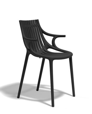 Fekete design műanyag kerti karosszék.