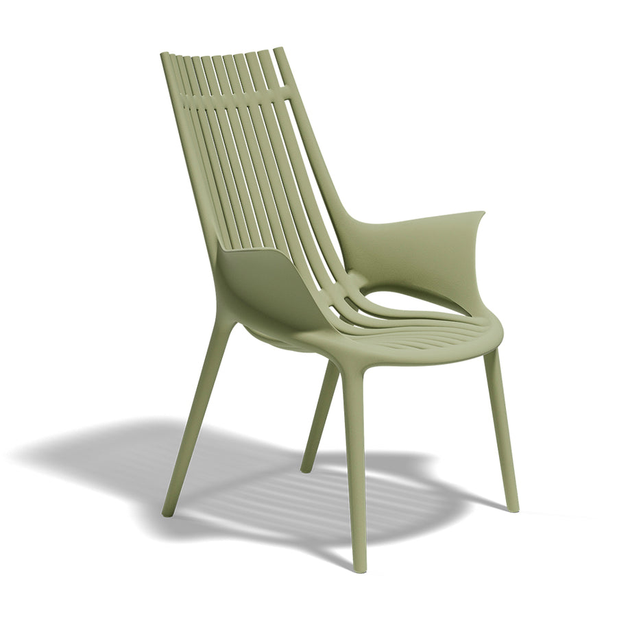 Jádezöld színű, műanyag design pihenő kerti karosszék.