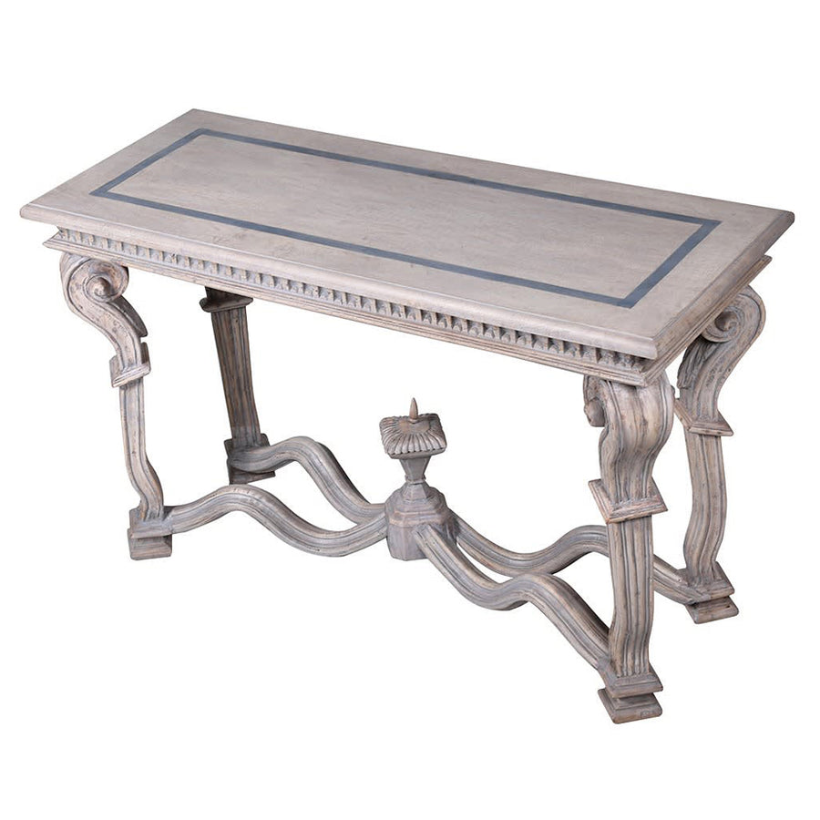 Akantuszlábas, intarziaberakásos exkluzív kézműves konzolasztal.