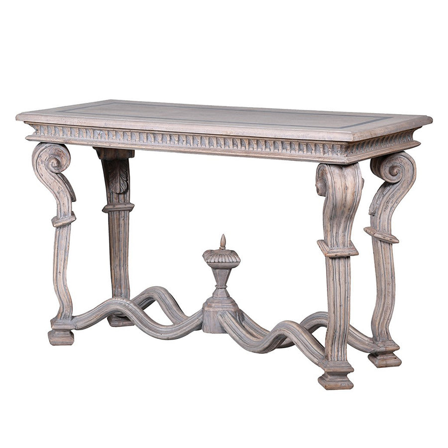 Akantuszlábas, intarziaberakásos exkluzív kézműves konzolasztal.