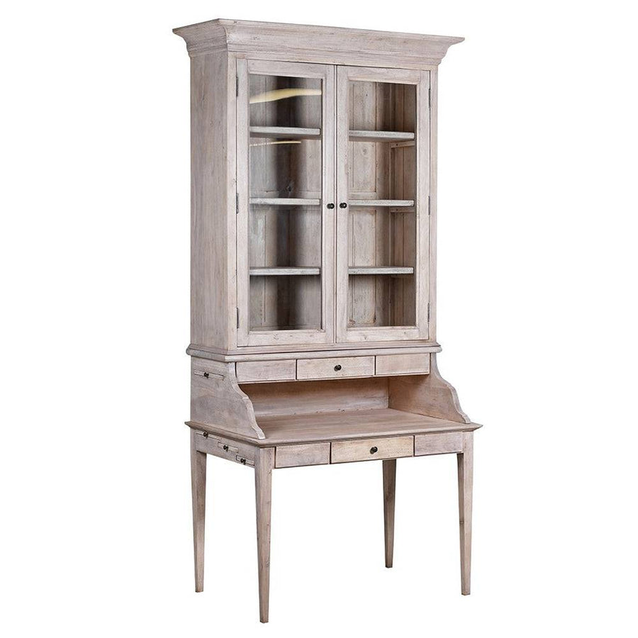 IMPERIAL akácfa vitrines szekreter oldalnézetből, elegáns koloniál stílusban