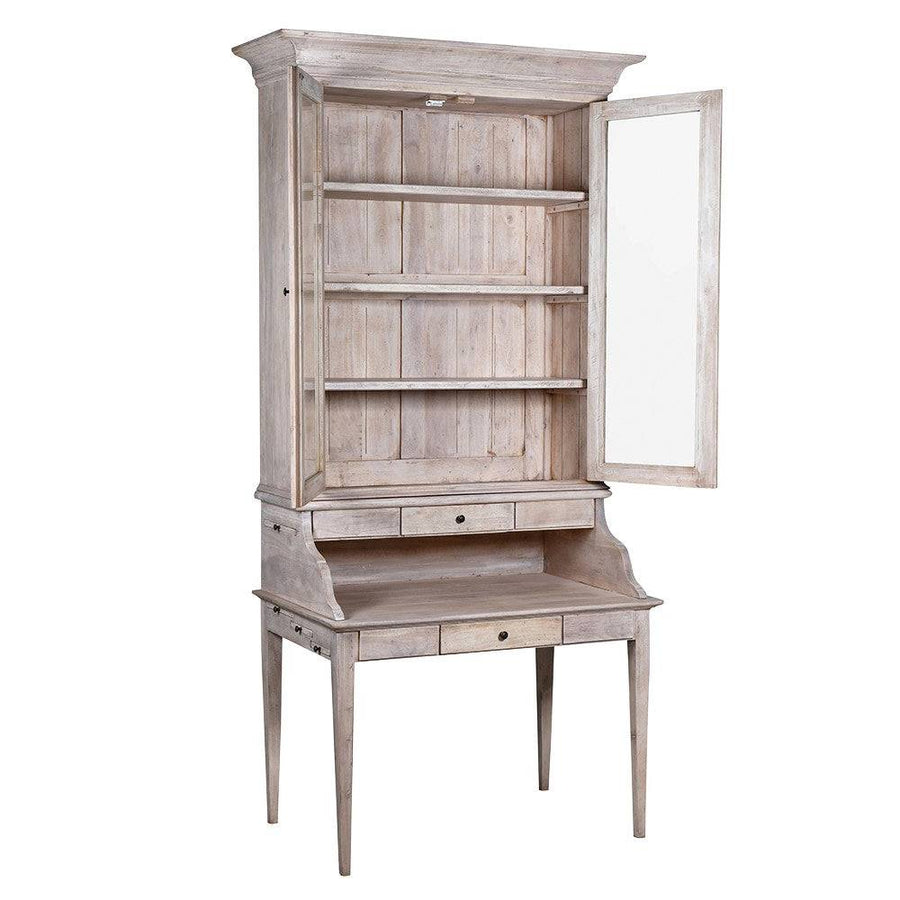 IMPERIAL akácfa vitrines szekreter nyitott üvegajtókkal és polcokkal