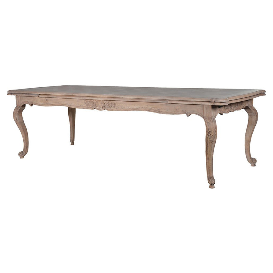 Bővíthető, natúrszínű tömör akácfából készült, intarziás felületű, exkluzív kézműves étkezőasztal.